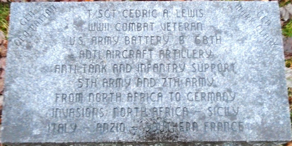 T/SGT CEDRIC A. LEWIS WAR MEMORIAL TABLET