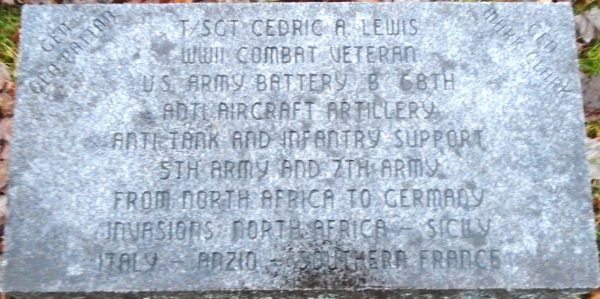 T/SGT CEDRIC A. LEWIS WAR MEMORIAL TABLET