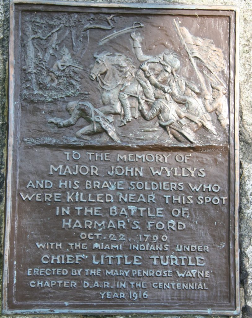 THE BATTLE OF HARMAR’S FORD WAR MEMORIAL PLAQUE