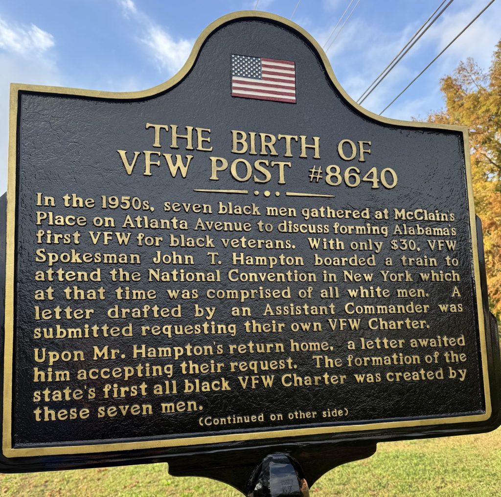 THE BIRTH OF VFW POST #8640 MEMORIAL MARKER FRONT
