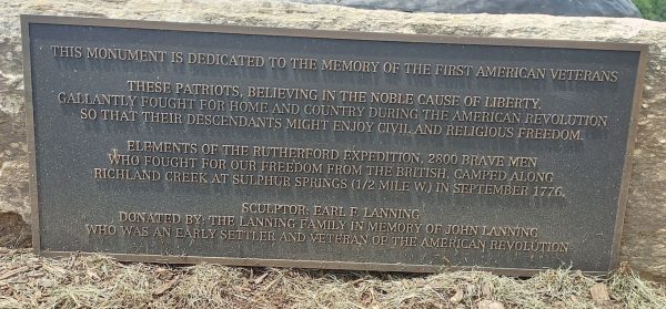 THE FIRST AMERICAN VETERANS MONUMENT PLAQUE