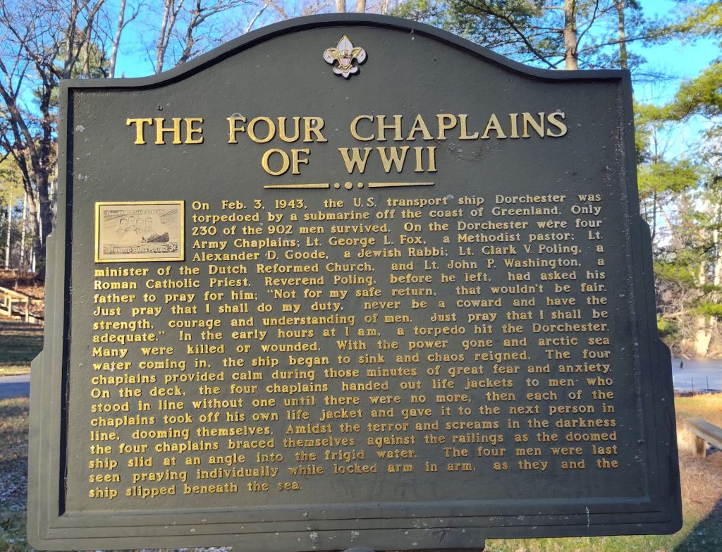 THE FOUR CHAPLAINS OF WWII MEMORIAL MARKER