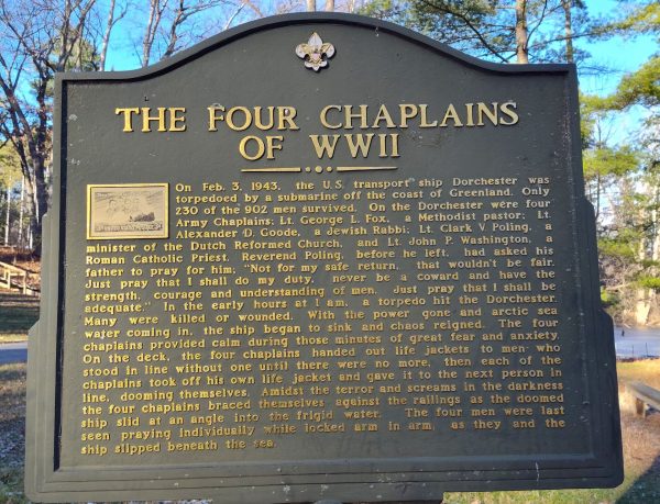THE FOUR CHAPLAINS OF WWII MEMORIAL MARKER