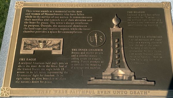 THE MASSACHUSETTS VETERANS WAR MEMORIAL TOWER PLAQUE