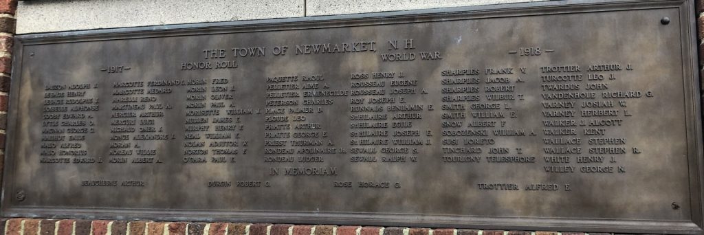 TOWN OF NEW MARKET, NH MEMORIAL PAVILION PLAQUE C
