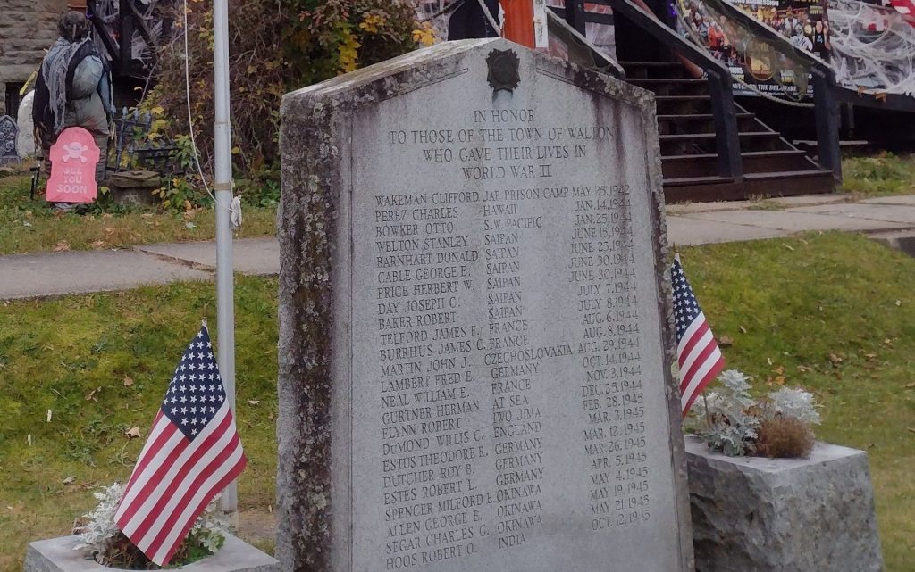 TOWN OF WALTON WORLD WAR II SUPREME SACRIFICE MEMORIAL BACK