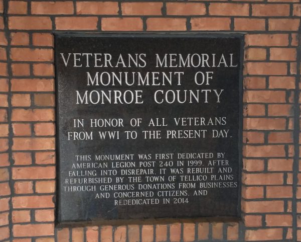 VETERANS MEMORIAL MONUMENT OF MONROE COUNTY PLAQUE