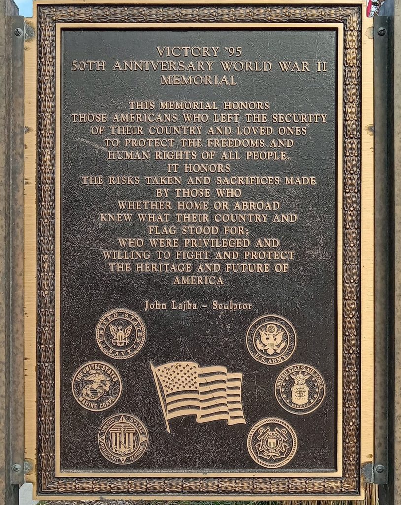 VICTORY ’95 50TH ANNIVERSARY WORLD WAR II MEMORIAL PLAQUE A