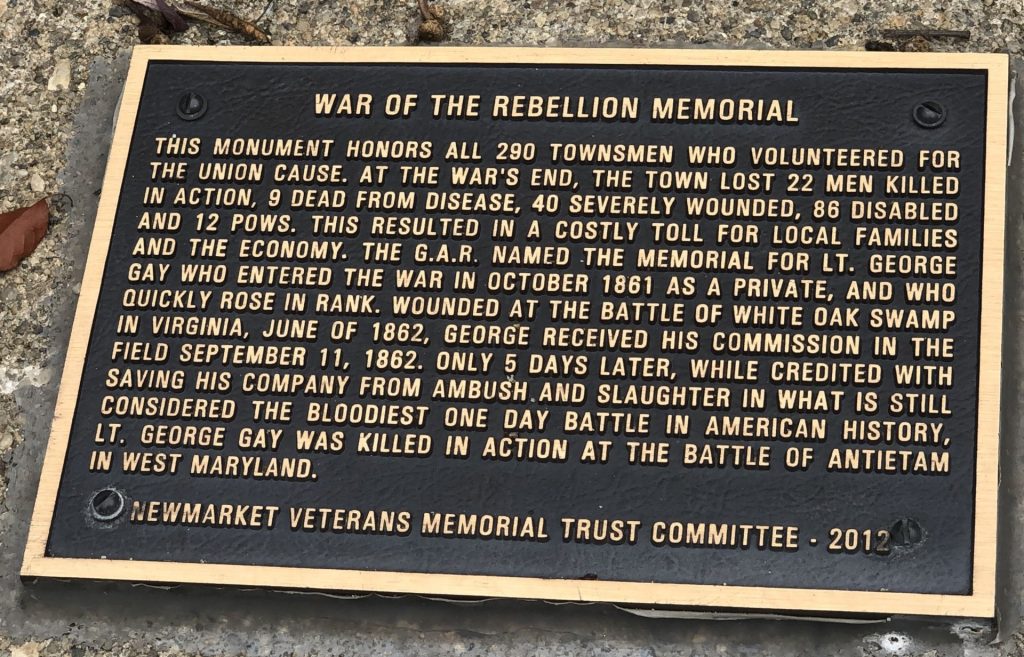 WAR OF THE REBELLION MEMORIAL PLAQUE