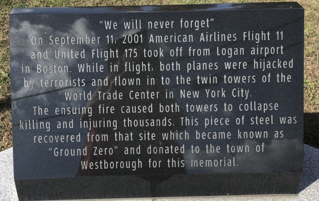 WESTBOROUGH SEPTEMBER 11, 2001 MEMORIAL STONE B
