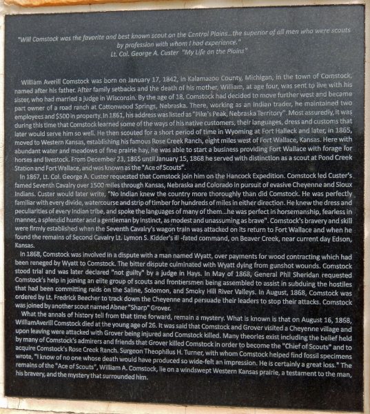 WILLIAM AVERILL COMSTOCK “ACE OF SCOUTS” MEMORIAL PLAQUE B