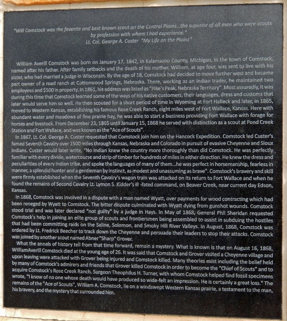 WILLIAM AVERILL COMSTOCK “ACE OF SCOUTS” MEMORIAL PLAQUE B