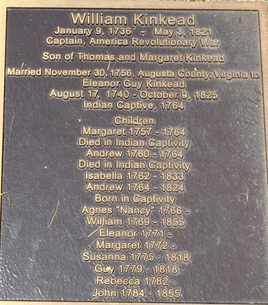 WILLIAM KINKEAD REVOLUTIONARY WAR MEMORIAL PLAQUE