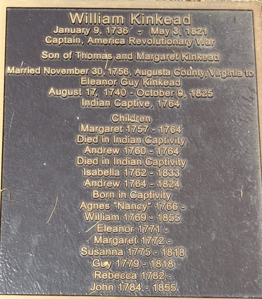 WILLIAM KINKEAD REVOLUTIONARY WAR MEMORIAL PLAQUE