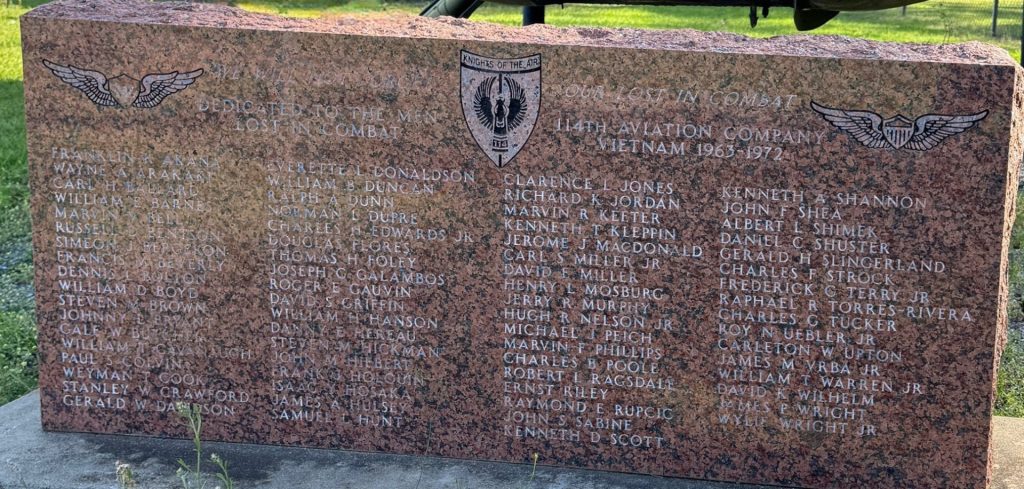114TH AVIATION COMPANY VIETNAM WAR MEMORIAL STONE