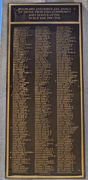 19TH WARD WORLD WAR MEMORIAL PLAQUE