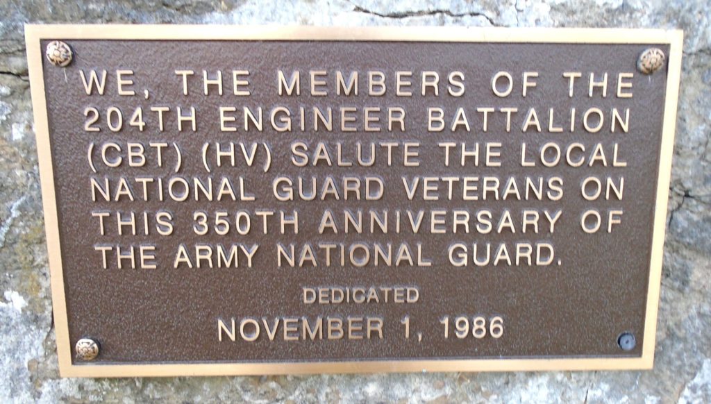 204TH ENGINEER BATTALION ARMY NATIONAL GUARD VETERANS MEMORIAL PLAQUE