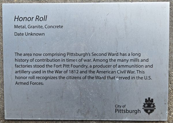 2ND WARD HONOR ROLL ARMED FORCES MEMORIAL PLAQUE