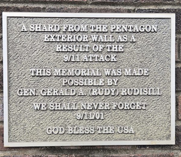 A SHARD FROM THE PENTAGON EXTERIOR WALL MEMORIAL PLAQUE