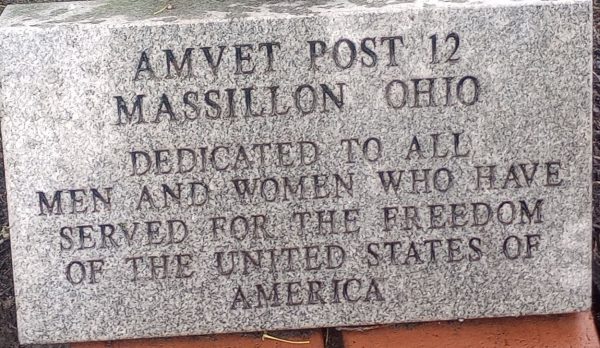 AMVETS POST 12 ALL VETERANS MEMORIAL TABLET