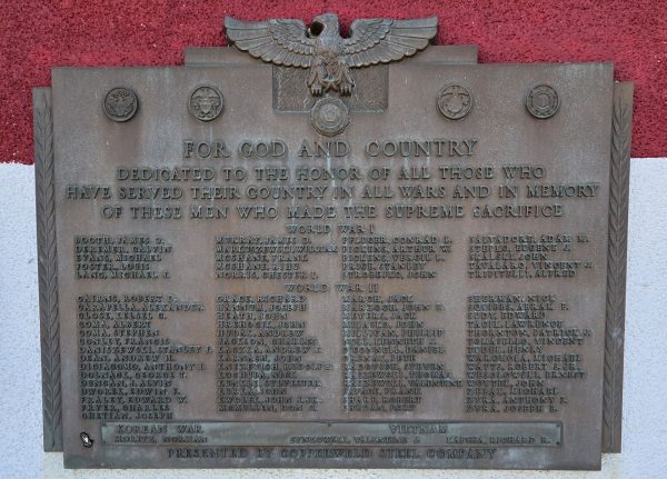 AMERICAN LEGION POST 443 ALL WARS VETERANS MEMORIAL PLAQUE