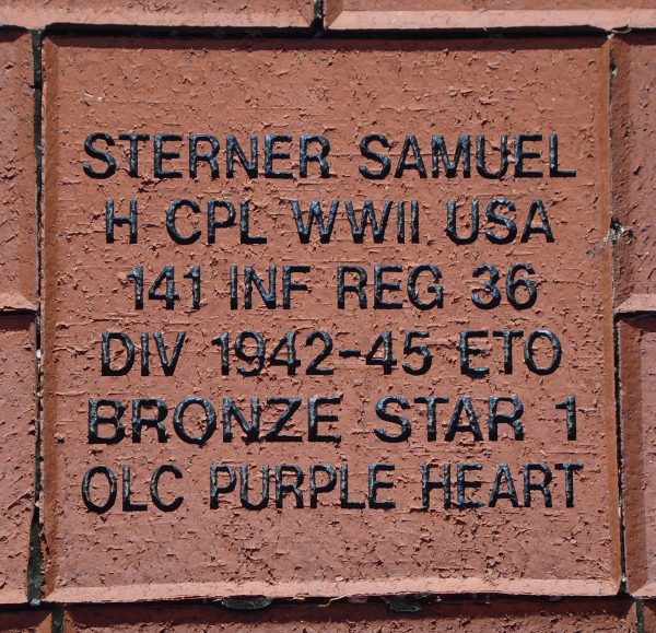 AMERICAN LEGION POST 883 WAR VETERANS MEMORIAL PAVER C