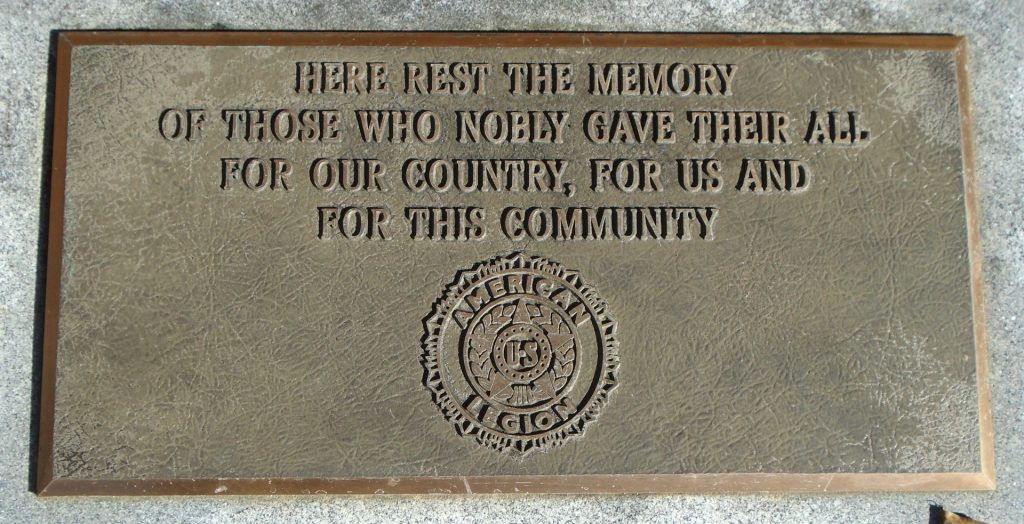 AMERICAN LEGION POST 883 WAR VETERANS MEMORIAL PLAQUE