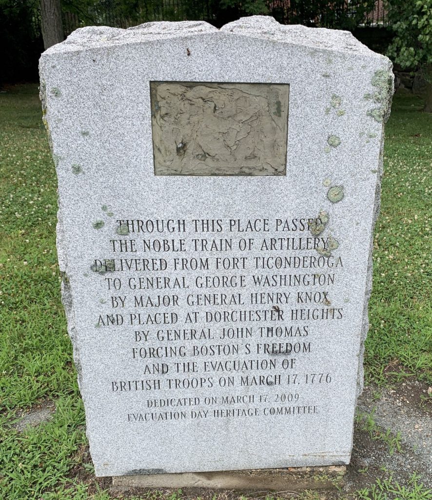 ARTILLERY DELIVERED FROM FORT TICONDEROGA REVOLUTIONARY WAR MEMORIAL