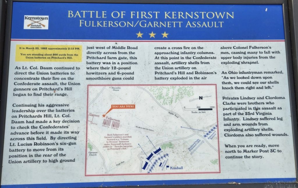 BATTLE OF FIRST KERNSTOWN WAR MEMORIAL PANEL II