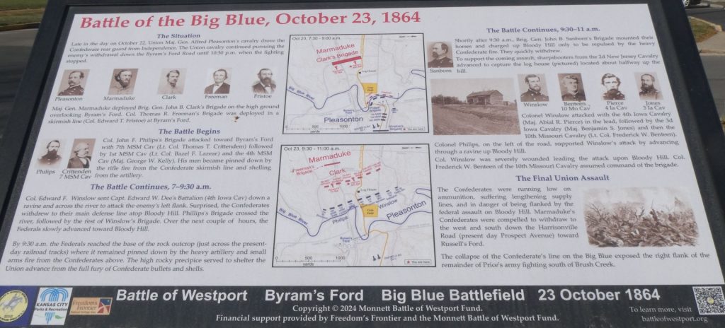 BATTLE OF THE BIG BLUE, OCTOBER 23, 1864 MEMORIAL PANEL