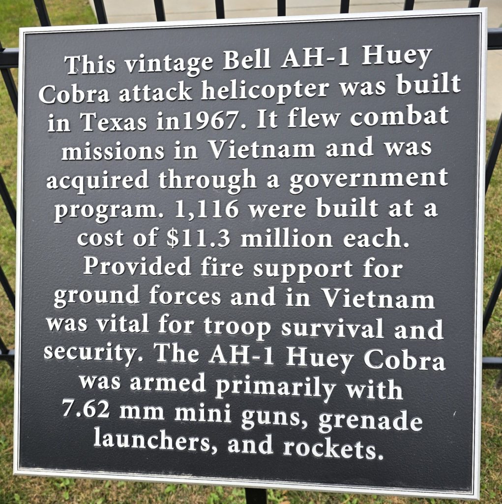 BELL AH-1 HUEY HELICOPTER WAR MEMORIAL PLAQUE
