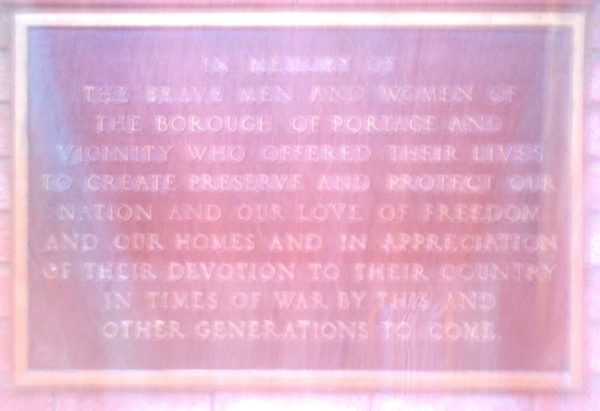 BOROUGH OF PORTAGE SUPREME SACRIFICE PLAQUE