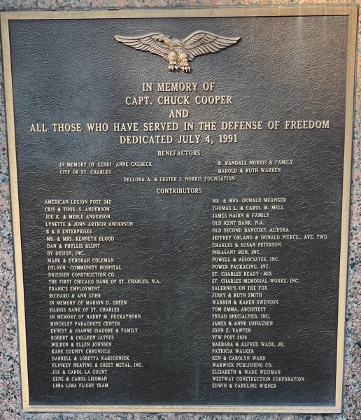 CAPT. CHUCK COOPER ALL WAR VETERANS MEMORIAL PLAQUE
