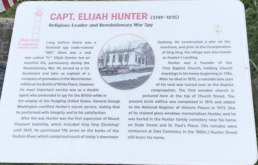 CAPT. ELIJAH HUNTER REVOLUTIONARY WAR MEMORIAL PLAQUE