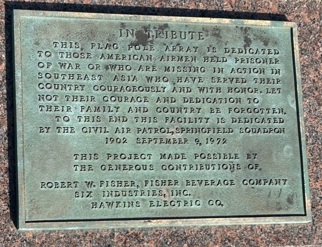 CIVIL AIR PATROL, SPRINGFIELD SQUADRON 1902 POW WAR MEMORIAL PLAQUE