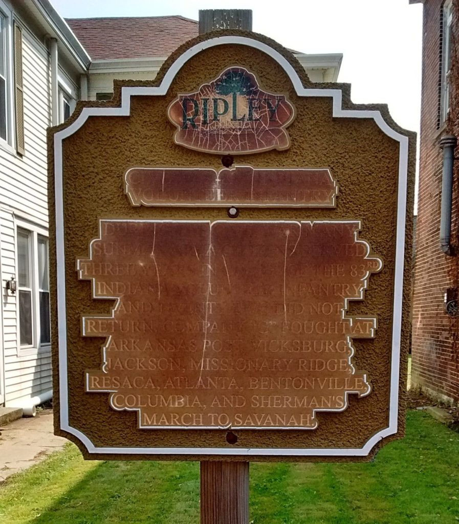 CIVIL WAR 83RD VOLUNTEER INFANTRY MEMORIAL MARKER