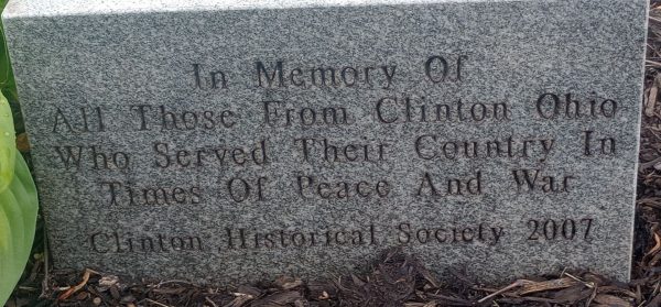 CLINTON, OHIO VETERANS OF PEACE AND WAR MEMORIAL TABLET