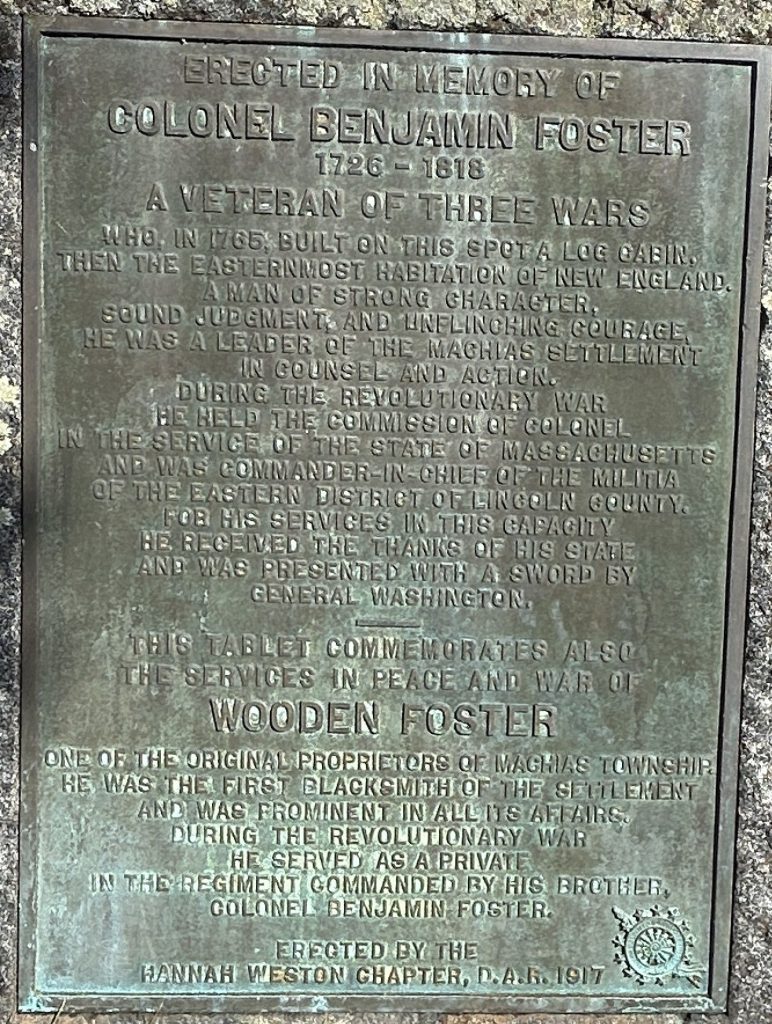 COLONEL BENJAMIN FOSTER WAR MEMORIAL PLAQUE