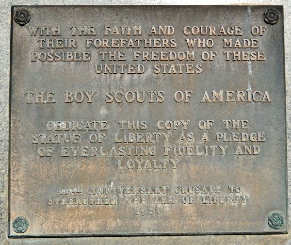 COLUMBUS REPLICA OF THE STATUE OF LIBERTY MEMORIAL PLAQUE