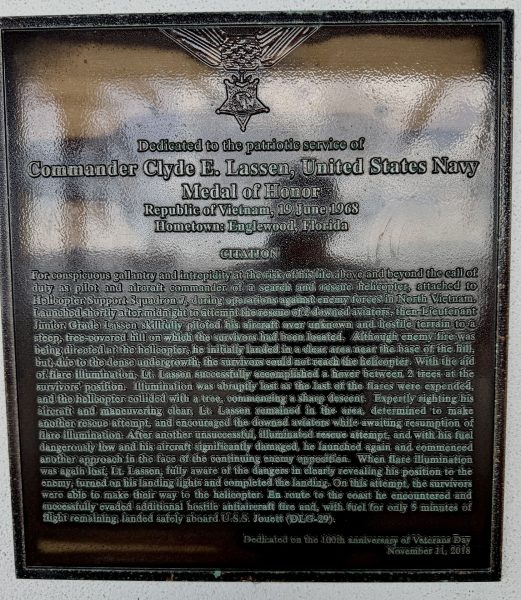 COMMANDER CLYDE E. LASSEN MEDAL OF HONOR MEMORIAL PLAQUE
