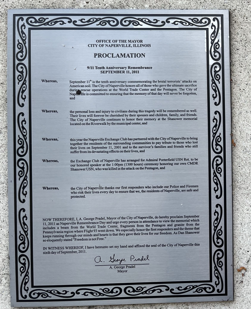 COMMANDER DAN SHANOWER SEPTEMBER 11, 2001 MEMORIAL PLAQUE C