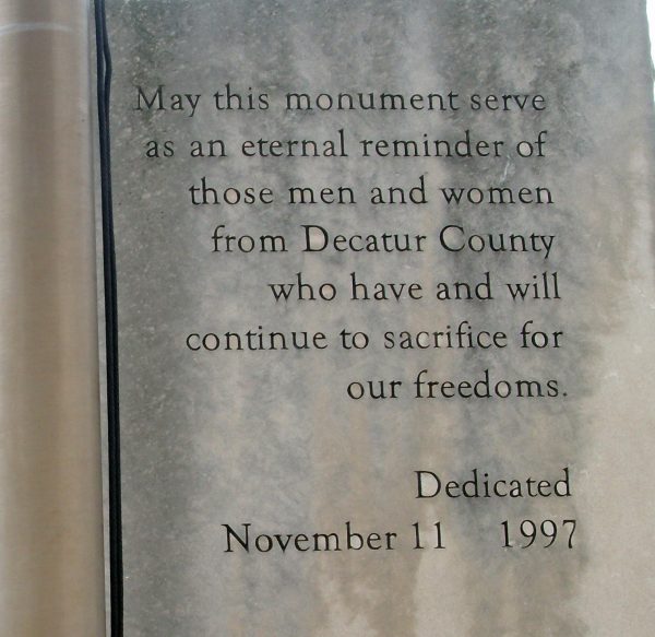 DECATUR COUNTY ALL WARS MEMORIAL STONE C