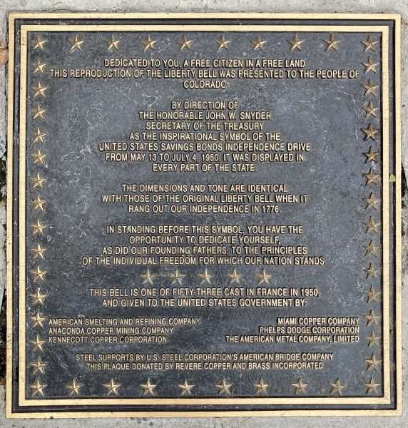 DENVER LIBERTY BELL REPLICA MEMORIAL PLAQUE