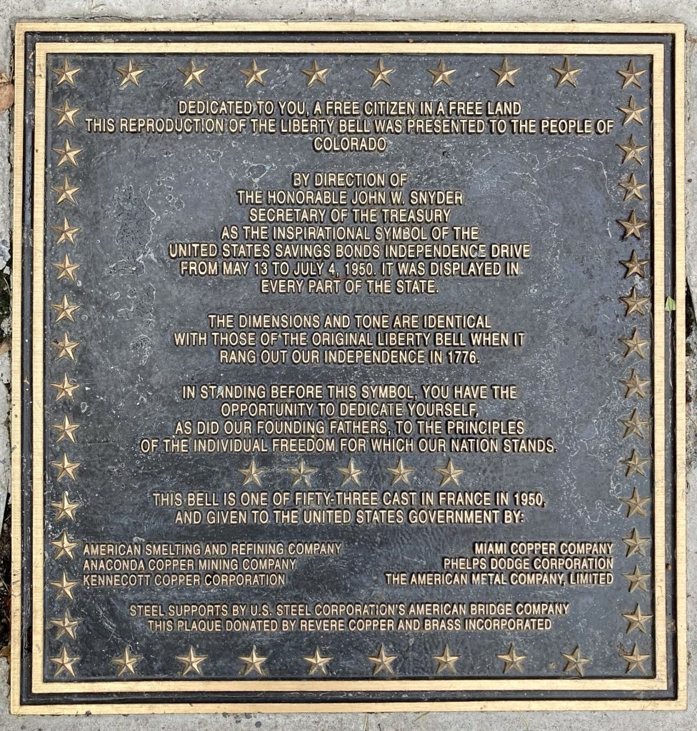 DENVER LIBERTY BELL REPLICA MEMORIAL PLAQUE