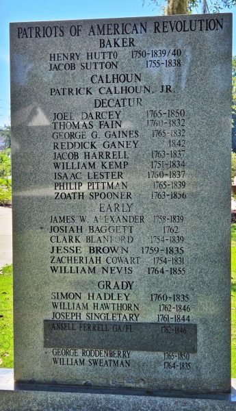 EARLY COUNTY REVOLUTIONARY WAR MEMORIAL BACK