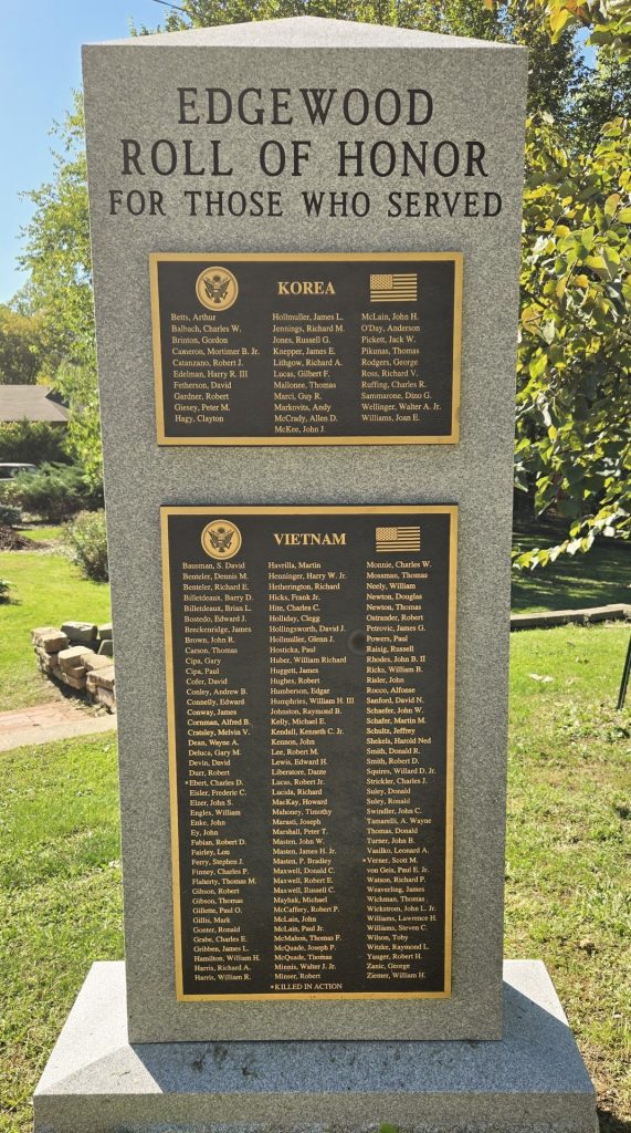 EDGEWOOD ROLL OF HONOR WAR MEMORIAL