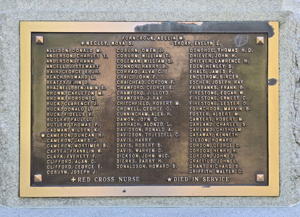 EDGEWOOD WORLD WAR I MEMORIAL PLAQUE B