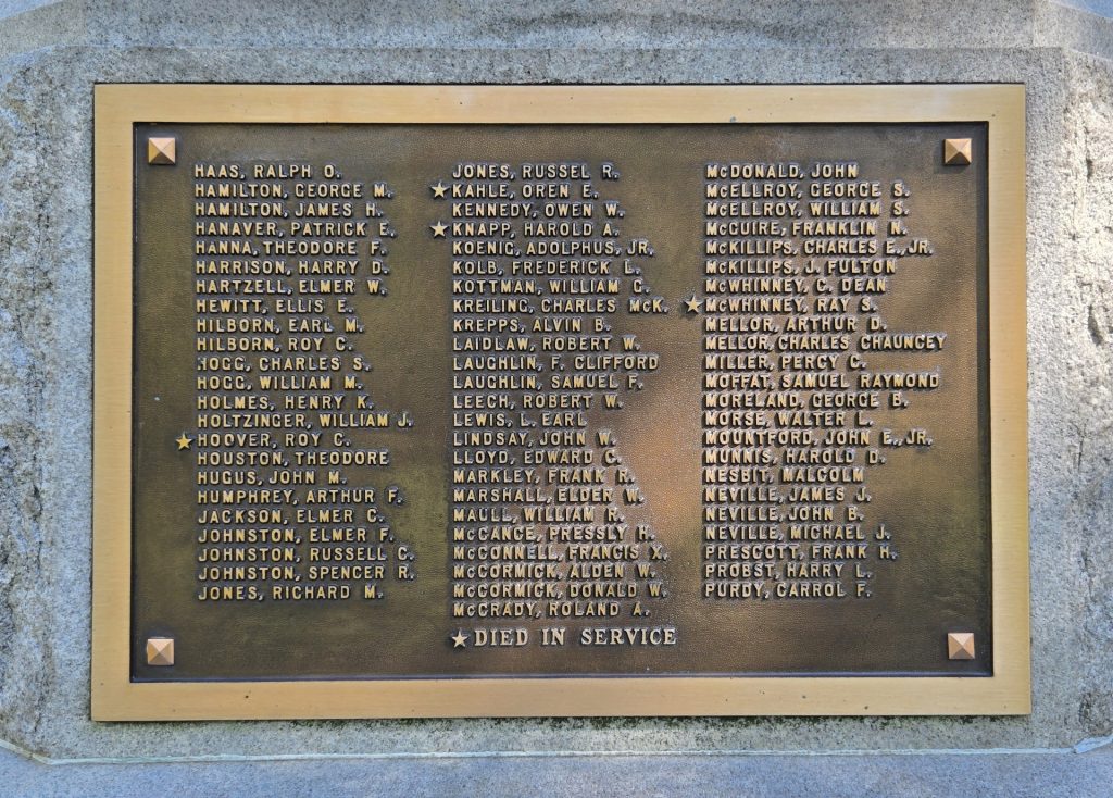 EDGEWOOD WORLD WAR I MEMORIAL PLAQUE C