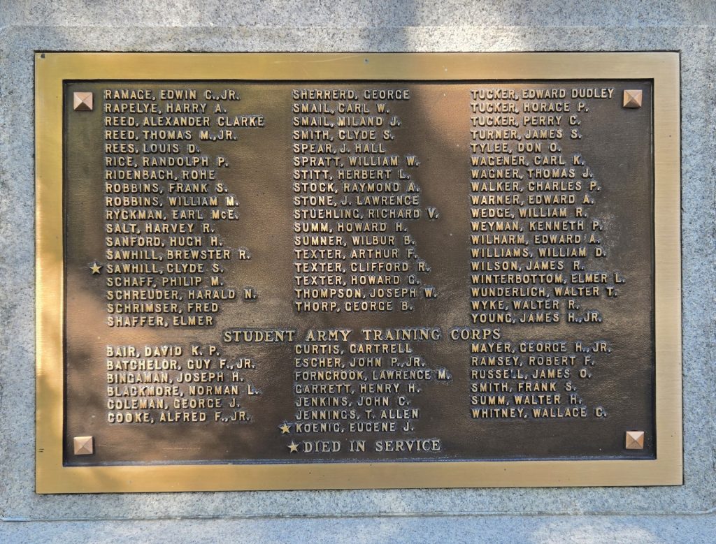 EDGEWOOD WORLD WAR I MEMORIAL PLAQUE D