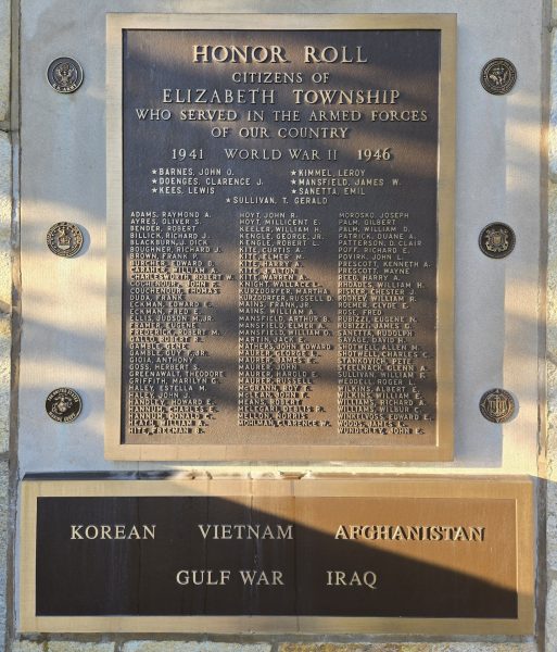 ELIZABETH TOWNSHIP HONOR ROLL WAR MEMORIAL PLAQUES